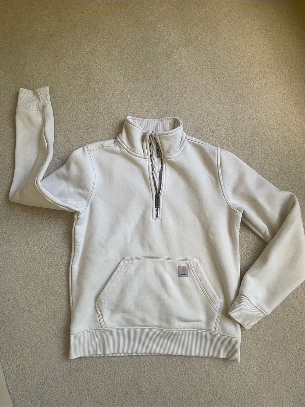Carhartt women’s Cream Zip-Neck Pullover Sweatshirt Great condition